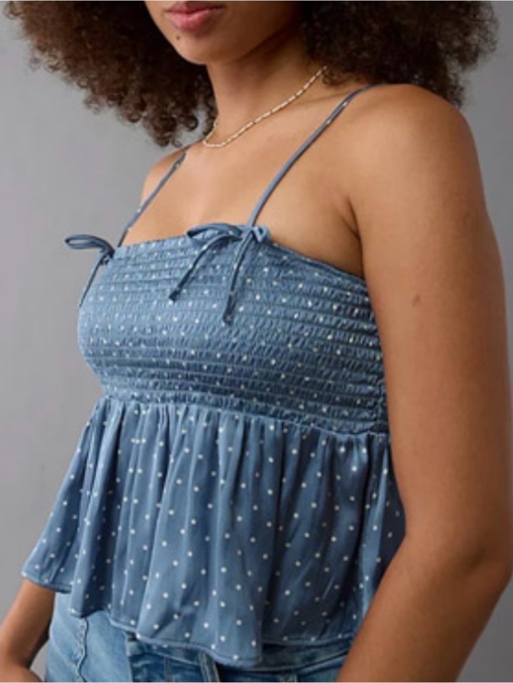 AE Bow Babydoll Satin Tank Top - Picture 1 of 4